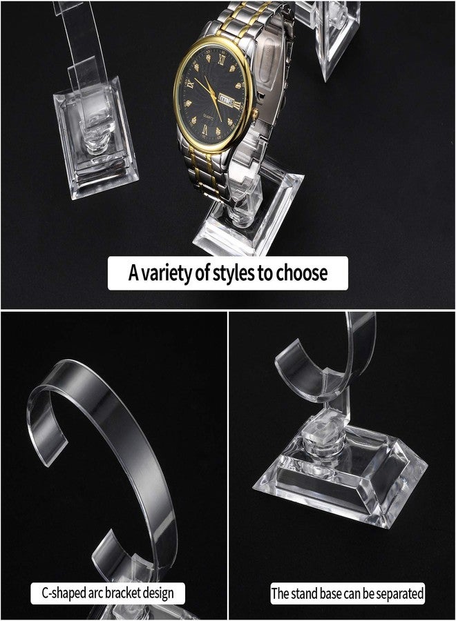 HexinYigjly 10 Pcs Watch Display Stand Holder, 4 inch/3.5 inch Clear Plastic Watch Display Stand Rack, Round Transparent Bracelet Stand Holder - Image 3