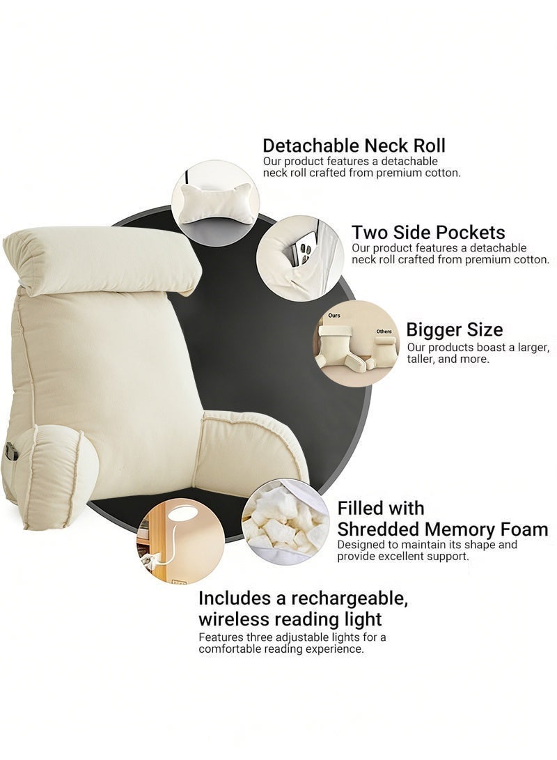 Ergonomic Extra Large Memory Foam Reading Pillow, Pillow Backrest, Lumbar Pillow, Neck Support pillow, Seat Cushion, Bed Rest Pillow, Lounge Cushion, Back Support Pillow with Arms, Washable Cover - Image 3