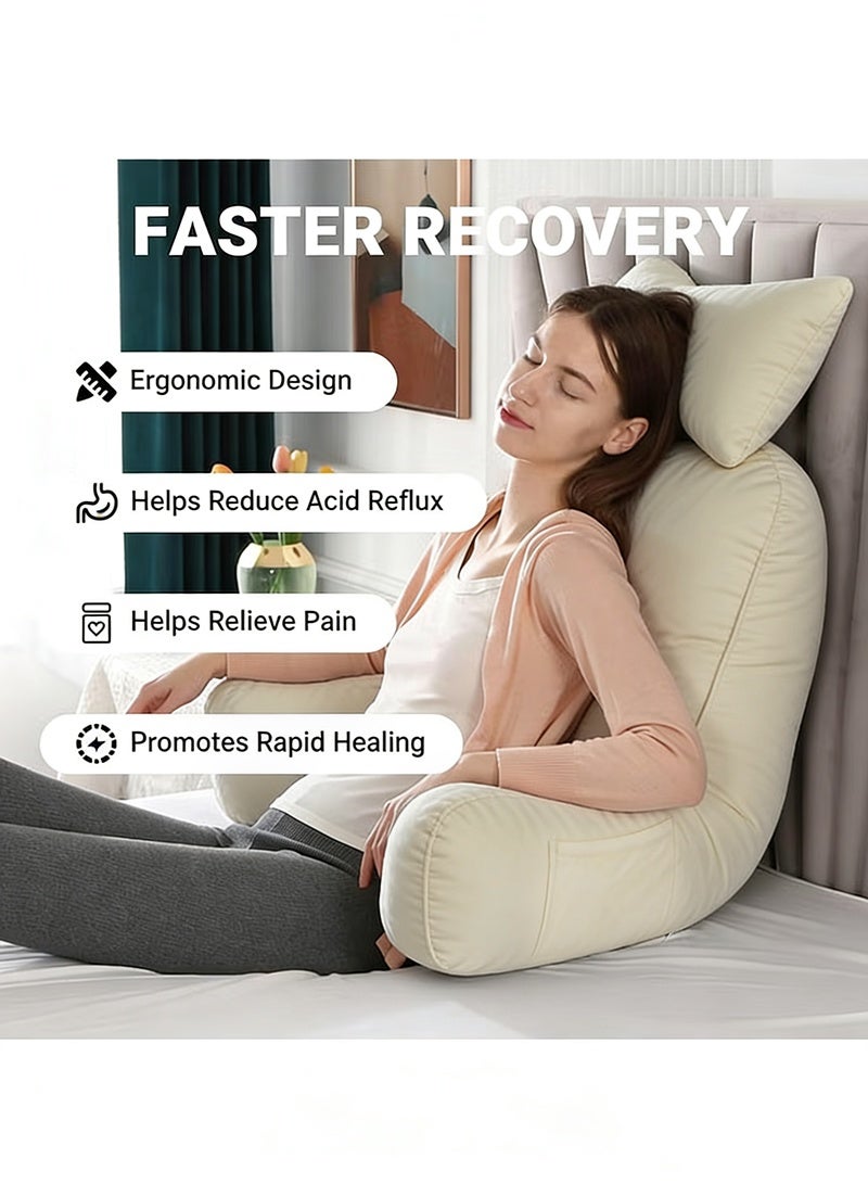 Ergonomic Extra Large Memory Foam Reading Pillow, Pillow Backrest, Lumbar Pillow, Neck Support pillow, Seat Cushion, Bed Rest Pillow, Lounge Cushion, Back Support Pillow with Arms, Washable Cover - Image 2