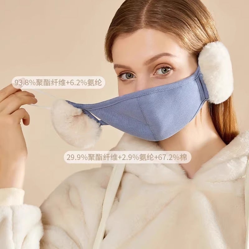 Cloud Warm Mask Winter Women'S Plush Cute Ear Protection Stereo Slimming Mask Breathable Cold-Proof Two-In-One Earmuffs - Image 3
