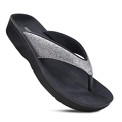 AEROTHOTIC Comfy Flip Flops for Women, Crystal Grey, Size 11 - Image 1