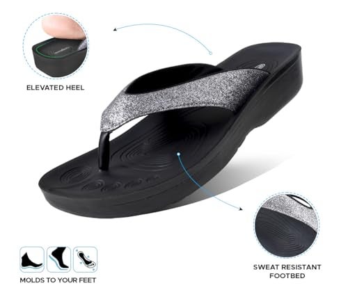 AEROTHOTIC Comfy Flip Flops for Women, Crystal Grey, Size 11 - Image 4