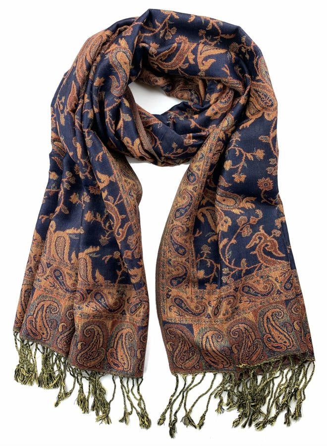 Plum Feathers Tapestry Ethnic Paisley Pattern Pashmina Scarf - Image 1