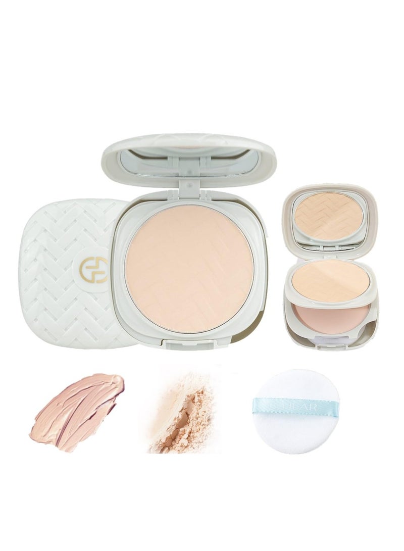 SYOSI Foundation Powder Palette 2-in-1, creamy foundation & compact powder, powder make-up with high opacity compact powder, cream foundation fresh face powder with matt finish, for neutral skin tones - Image 1