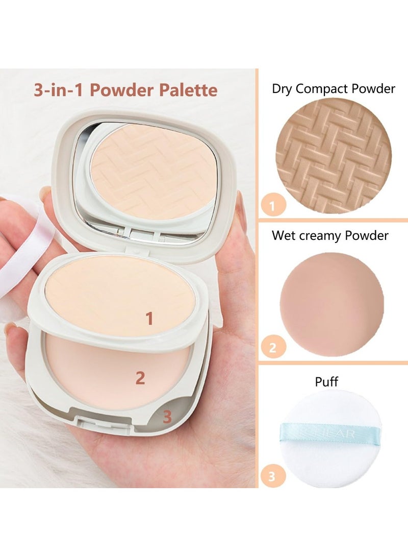 SYOSI Foundation Powder Palette 2-in-1, creamy foundation & compact powder, powder make-up with high opacity compact powder, cream foundation fresh face powder with matt finish, for neutral skin tones - Image 2