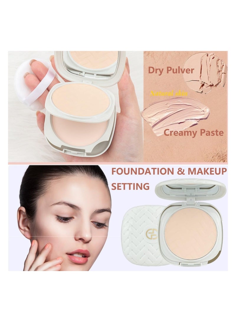 SYOSI Foundation Powder Palette 2-in-1, creamy foundation & compact powder, powder make-up with high opacity compact powder, cream foundation fresh face powder with matt finish, for neutral skin tones - Image 4