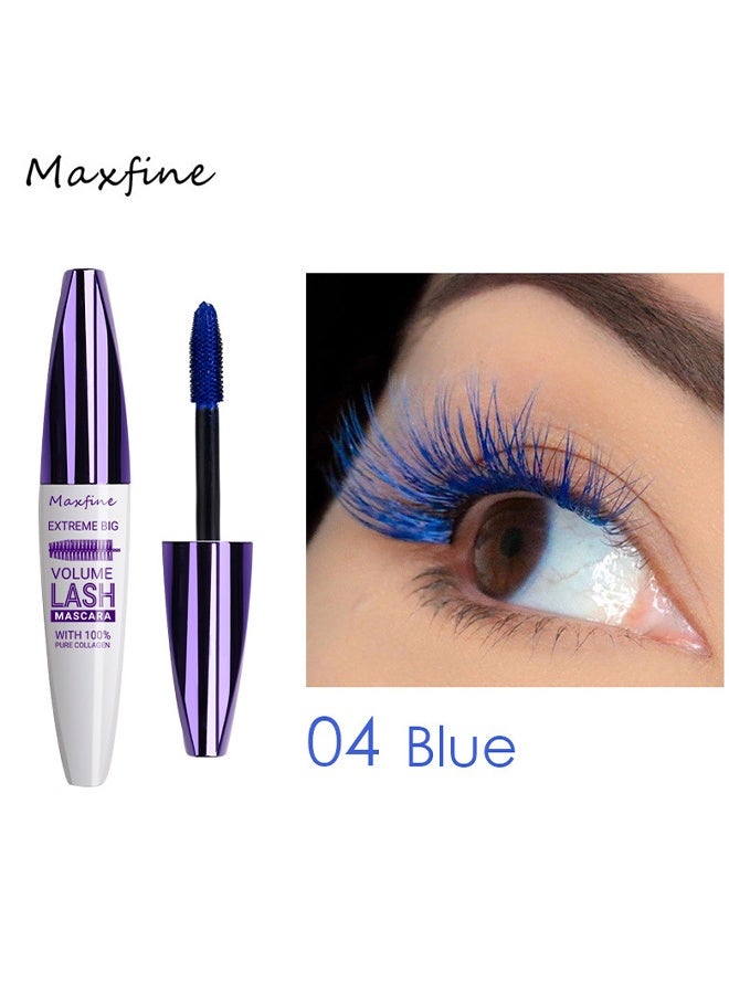 Maxfine Extreme Big 5D Volume Lash Mascara Fiber Lash Extensions Colored Mascara Long Lasting Smudge Proof Non Clumping Curling Voluminous Mascara for Lengthening Charming Lashes BLUE #04 - Image 1