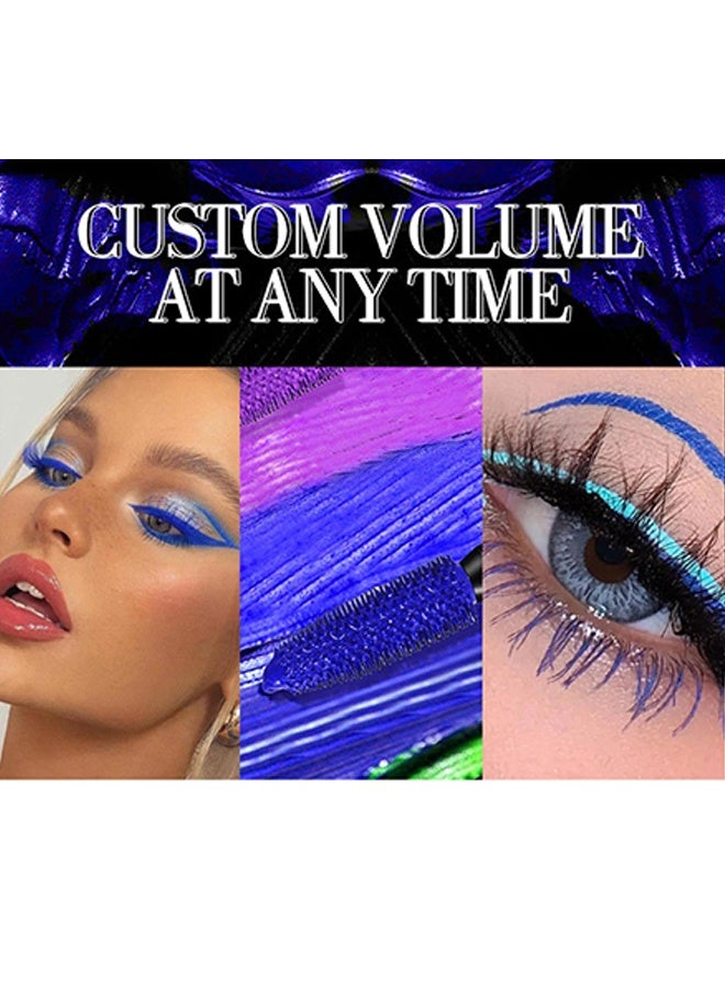 Maxfine Extreme Big 5D Volume Lash Mascara Fiber Lash Extensions Colored Mascara Long Lasting Smudge Proof Non Clumping Curling Voluminous Mascara for Lengthening Charming Lashes BLUE #04 - Image 3
