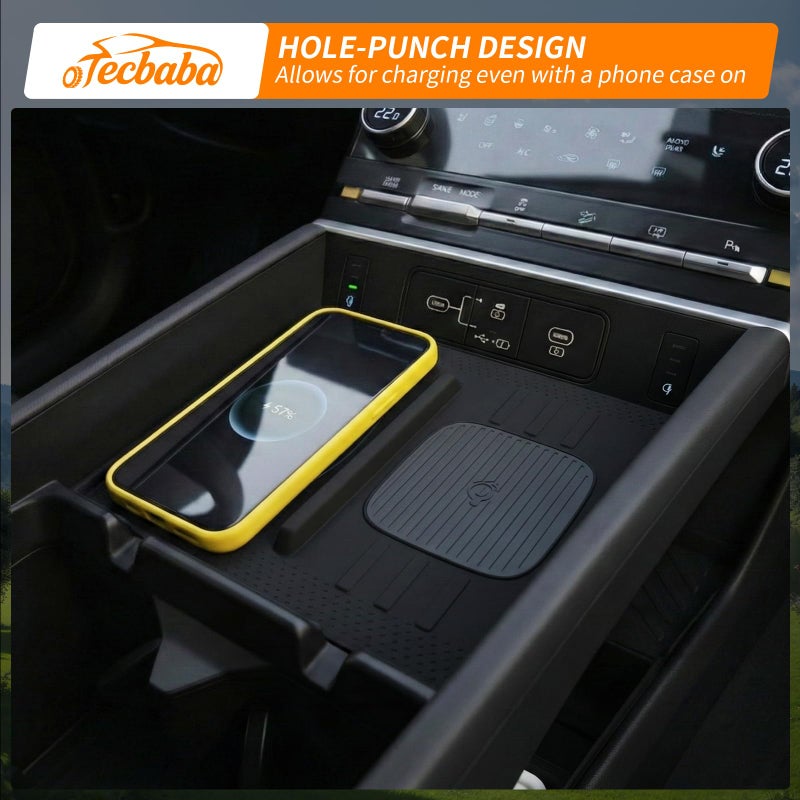 Tecbaba Wireless Charging Mat Compatible with 2024-2026 Hyundai Santa Fe Center Console Anti-Slip Protector Wireless Charging Silicone Pad for 2025 Santa Fe Accessories (Black) - Image 5