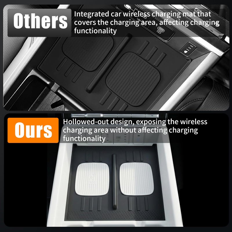 Tecbaba Wireless Charging Mat Compatible with 2024-2026 Hyundai Santa Fe Center Console Anti-Slip Protector Wireless Charging Silicone Pad for 2025 Santa Fe Accessories (Black) - Image 2