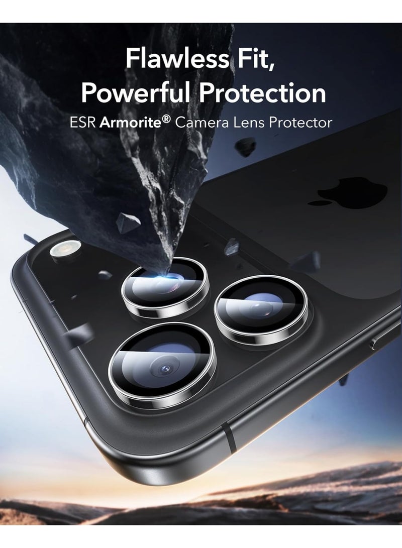 Camera Lens Protector for iPhone 17 Pro 6.3-Inch and iPhone 17 Pro Max 6.9-Inch, 9H Tempered Glass Metal Individual Ring Cover, HD Clear, 3-Pieces Clear - Image 3