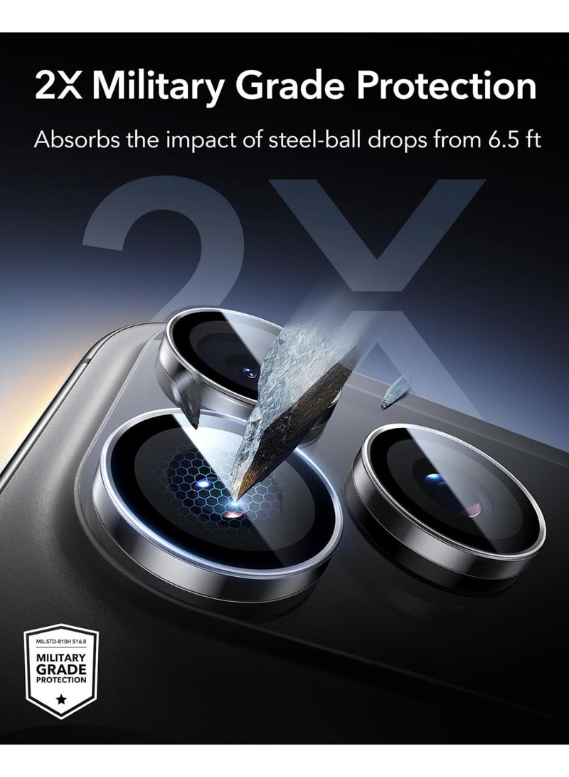 Camera Lens Protector for iPhone 17 Pro 6.3-Inch and iPhone 17 Pro Max 6.9-Inch, 9H Tempered Glass Metal Individual Ring Cover, HD Clear, 3-Pieces Clear - Image 5