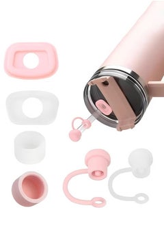 Haidue 12pcs Silicone Spill Stopper Set,Compatible with Stanley Cup1.0&2.0 40oz/ 30oz,Tumbler Accessories,Including Straw Cover Cap,Square Spill Stopper and Round Leak Stopper (Pink（6pcs）and  White (6pcs))  - Image 1