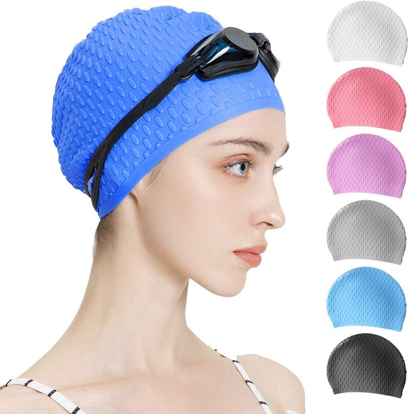 Tripsky Silicone Swim Cap,Comfortable Bathing Cap Ideal for Curly Short Medium Long Hair, Swimming Cap for Women and Men, Shower Caps Keep Hairstyle Unchanged… - Image 1