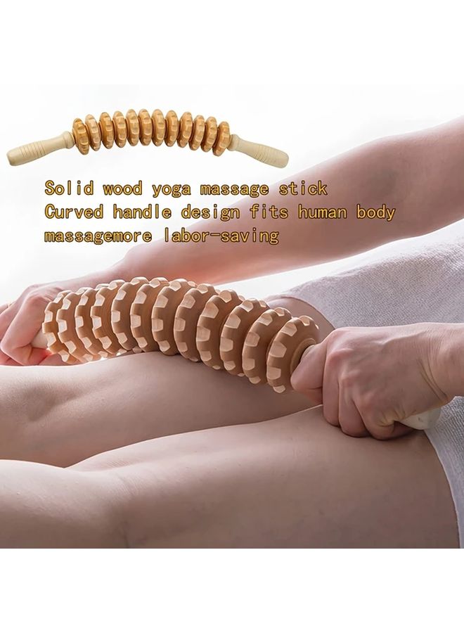 أسطوانة تدليك خشبية لاسترخاء العضلات العميقة خالية من المواد الكيميائية - Image 2
