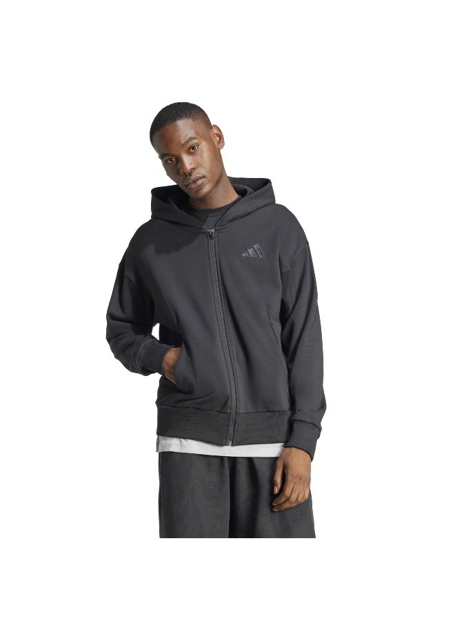 Adidas Adidas M A Szn Ft Fz Black Hooded Track Top Track Tops For Men - Image 2