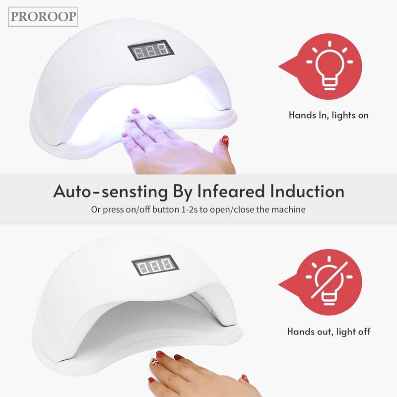 PRO ROOP USB UV Nail Lamp 48W Dryer Gel Polish Curing LED Light with 4 Timers Automatic Sensor LCD Display Professional Tools Accessories for Fingernail Toenail Salon Polishes Handy Mouse Shape - Image 3