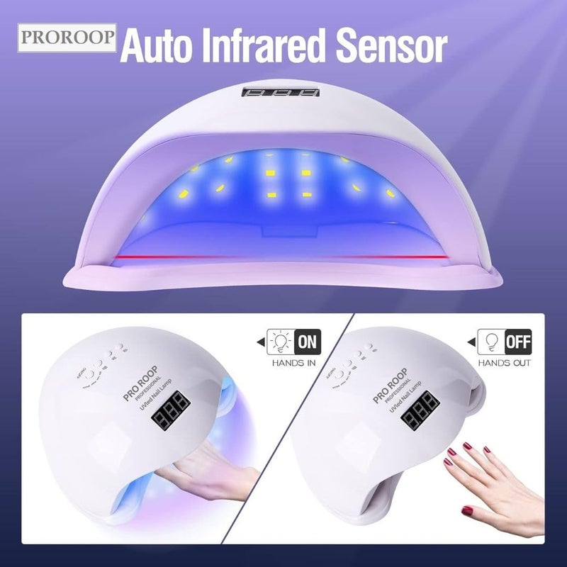PRO ROOP USB UV Nail Lamp 48W Dryer Gel Polish Curing LED Light with 4 Timers Automatic Sensor LCD Display Professional Tools Accessories for Fingernail Toenail Salon Polishes Handy Mouse Shape - Image 2
