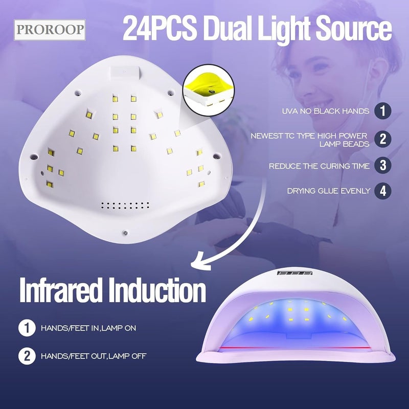 PRO ROOP USB UV Nail Lamp 48W Dryer Gel Polish Curing LED Light with 4 Timers Automatic Sensor LCD Display Professional Tools Accessories for Fingernail Toenail Salon Polishes Handy Mouse Shape - Image 5