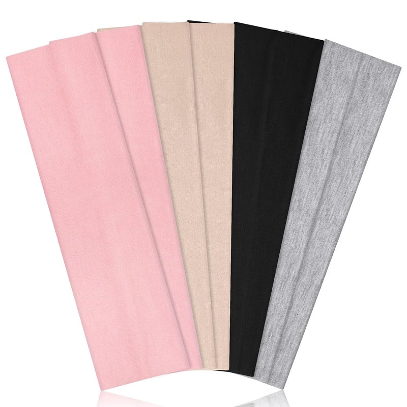 Ztomine Store Headbands for Women, 8pcs Stretchy Non Slip Soft Cotton Cloth Hair Bands for Sports, Workout, Yoga and Running - Image 1