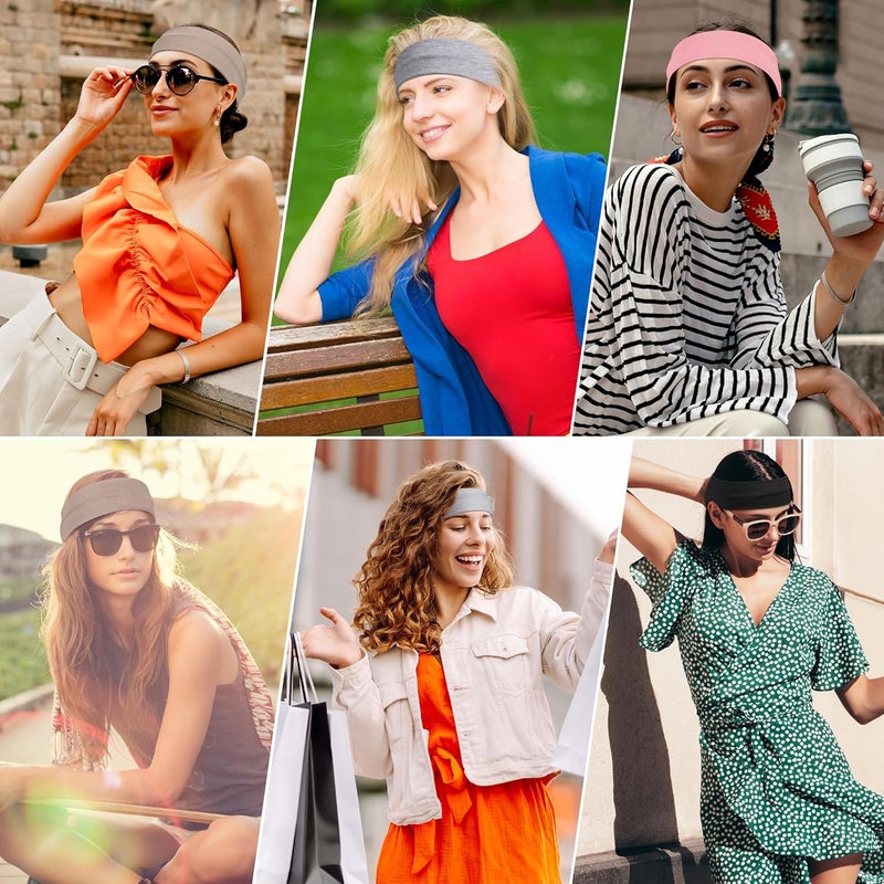 Ztomine Store Headbands for Women, 8pcs Stretchy Non Slip Soft Cotton Cloth Hair Bands for Sports, Workout, Yoga and Running - Image 3