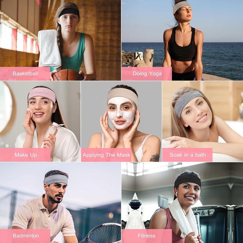Ztomine Store Headbands for Women, 8pcs Stretchy Non Slip Soft Cotton Cloth Hair Bands for Sports, Workout, Yoga and Running - Image 5