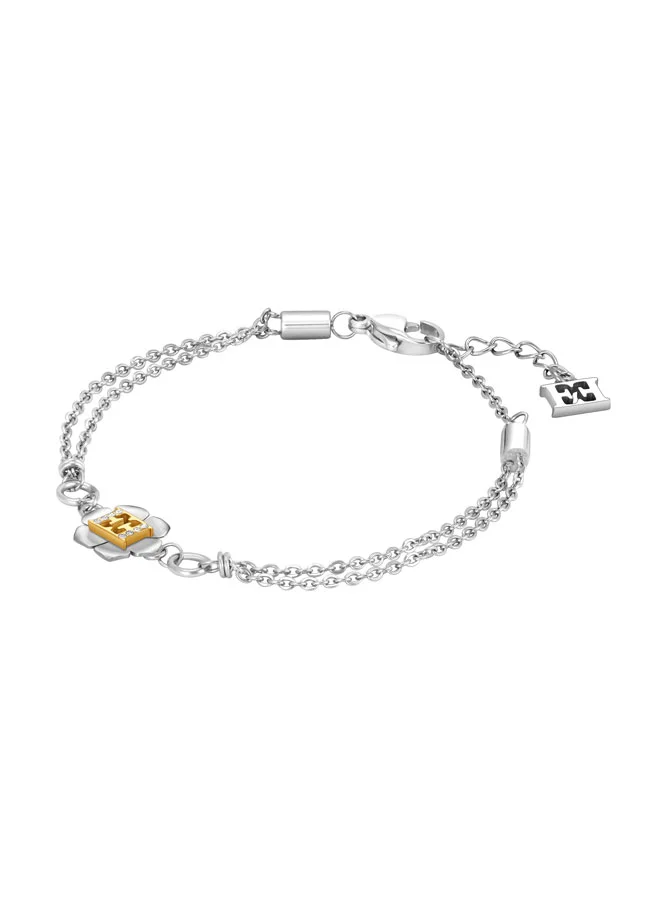 إسكادا Ava Silver & Gold Plated Stainless Steel Bracelet for Women 140mm