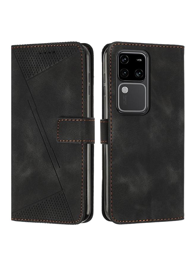 Green Tiger For vivo S18 / S18 Pro Dream Triangle Leather Phone Case with Lanyard(Black)