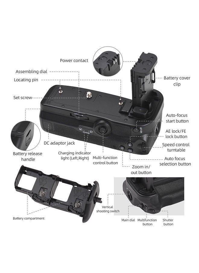 Generic - BG-R10 Vertical Battery Grip Holder with Dual Battery Slots Compatible with Canon EOS R5/R6/R5C/R6 mark ii - Image 1