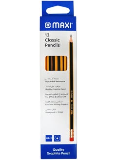 Classic Graphite Pencil Hb With Rubber Tip Box Of 12 Pc Black