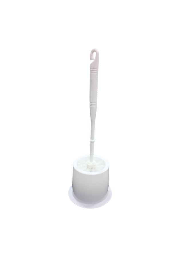 Toilet Brush with Holder – White, 36.5cm | Bathroom Cleaning Brush Set | Durable Toilet Cleaner & Holder - Image 1