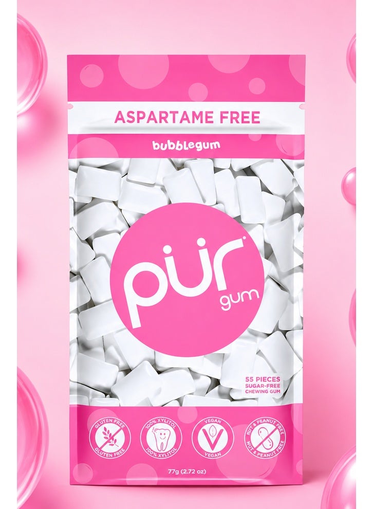 PUR Gum 100% Xylitol Chewing Bubblegum, Sugar-Free + Aspartame Free, Vegan + non GMO, 55 Count (Pack of 6) - Image 5