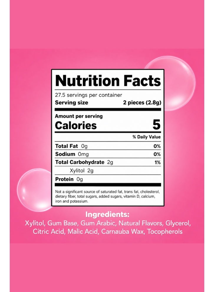PUR Gum 100% Xylitol Chewing Bubblegum, Sugar-Free + Aspartame Free, Vegan + non GMO, 55 Count (Pack of 6) - Image 3