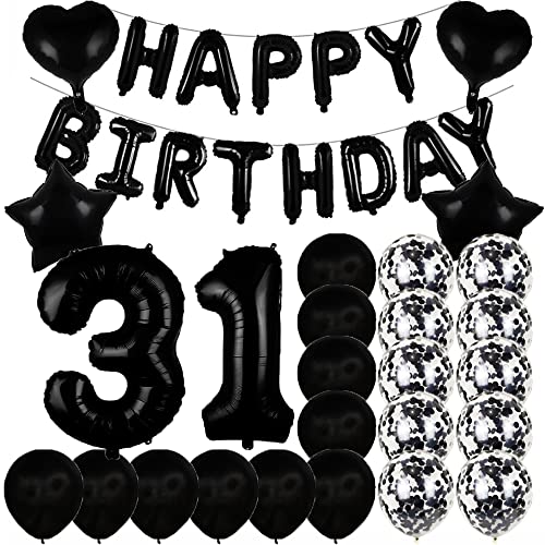 ZSNWGZ Sweet 31th Birthday Decorations Party SuppliesBlack Number 31 Balloons31th Foil Mylar Balloons Latex Balloon DecorationGreat 31th Birthday for GirlsWomenMenPhoto Props - Image 1