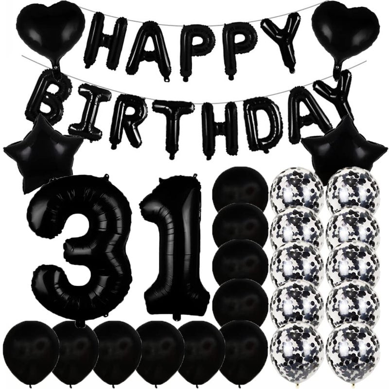 ZSNWGZ Sweet 31th Birthday Decorations Party SuppliesBlack Number 31 Balloons31th Foil Mylar Balloons Latex Balloon DecorationGreat 31th Birthday for GirlsWomenMenPhoto Props - Image 3