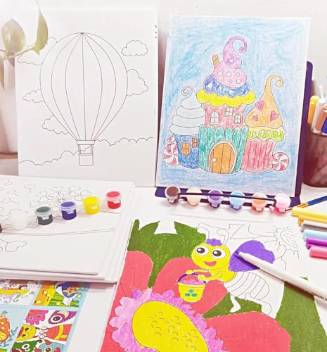 Aosemili 12PCS Predrawn Painting Canvas for Kids Pre Drawn Canvas to Paint for Kids- 10x8in Large Predrawn Painting Bulk Art Canvases with Disgn Picture to Paint Christmas Valentines Party Favor Exchange Gift - Image 5