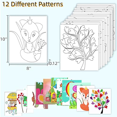 Aosemili 12PCS Predrawn Painting Canvas for Kids Pre Drawn Canvas to Paint for Kids- 10x8in Large Predrawn Painting Bulk Art Canvases with Disgn Picture to Paint Christmas Valentines Party Favor Exchange Gift - Image 4