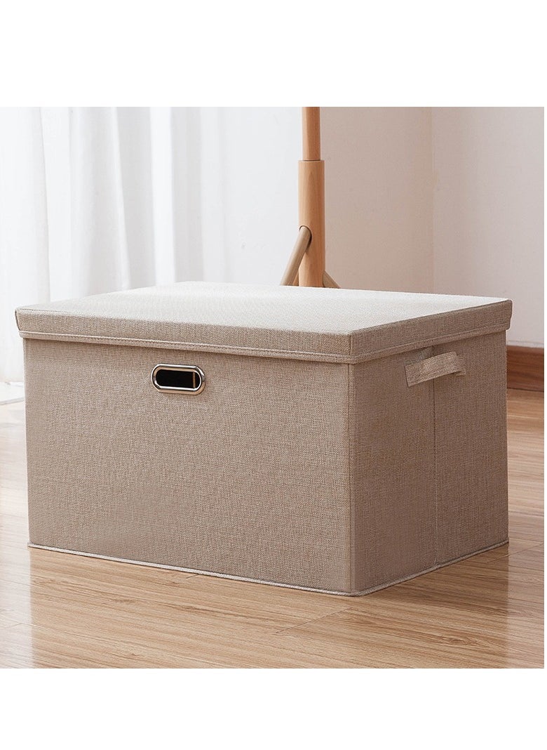 MIXDE Foldable Fabric Box With Removable Lids And Handles Washable Storage Containers Beige 58*40*35cm  - Image 1