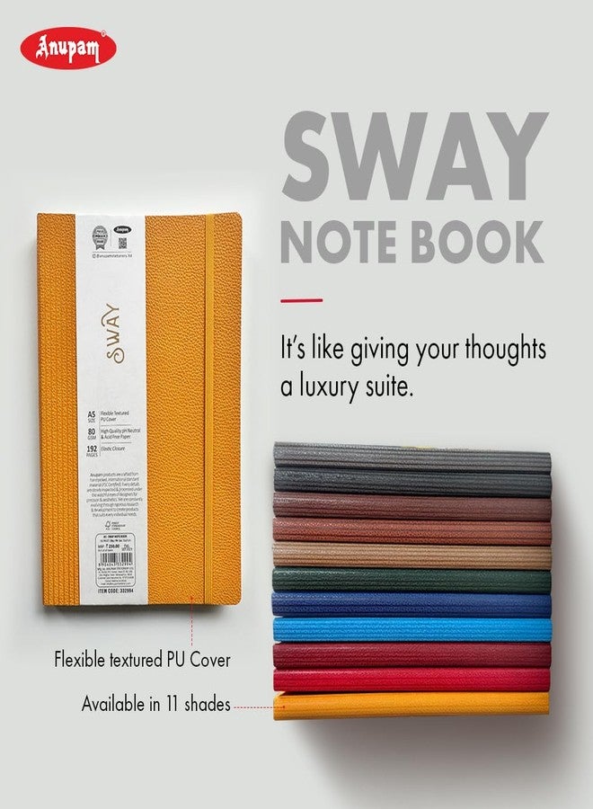 Anupam Sway Lined Journal Notebook, 192 Pages College Ruled Notebook, 80 Gsm Thick Paper, A5 Leather Textured PU Cover with Designer Engraving Journals for Writing Office School Supplies (Green) - Image 5