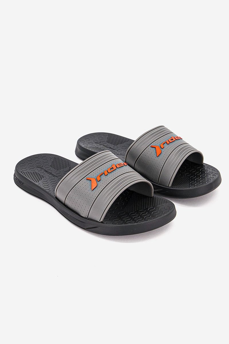 RIDER Men Brand Logo Slip On Slipper, Black - Image 1