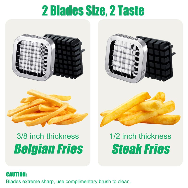 Eascandy French Fry Cutter, Heavy Duty Potato Slicer, Stainless Steel Potato Chopper Set with 1/2 and 3/8 Inch Blades for Sweet Potato, Carrot, Yam, Cucumbers. - Image 5