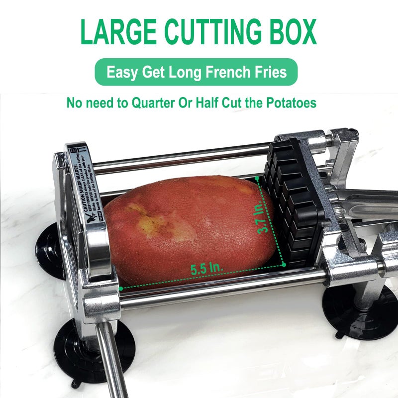 Eascandy French Fry Cutter, Heavy Duty Potato Slicer, Stainless Steel Potato Chopper Set with 1/2 and 3/8 Inch Blades for Sweet Potato, Carrot, Yam, Cucumbers. - Image 3