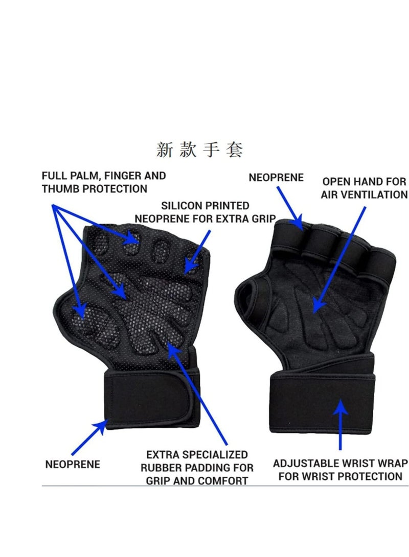 كابتن تيك قفازات التدريب الرياضي المتقاطع مع دعم المعصم من أجل اللياقة البدنية ورفع الأثقال وتمارين الصالة الرياضية ورفع الأثقال وحشوة السيليكون والسحب بدون مسامير للرجال والنساء وقبضة قوية - Image 3