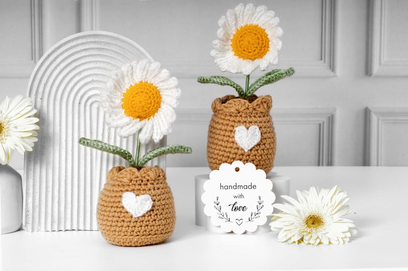 Rarejoy Gift Hamper Daisy Theme Mug Handmade Crochet Pot 4 Little Buddhas Thoughtful Greeting Card Dreamcatcher Combo Pack of 5 Corporate Valentine Womens Birthday Anniversary Gift,Multicolour - Image 2