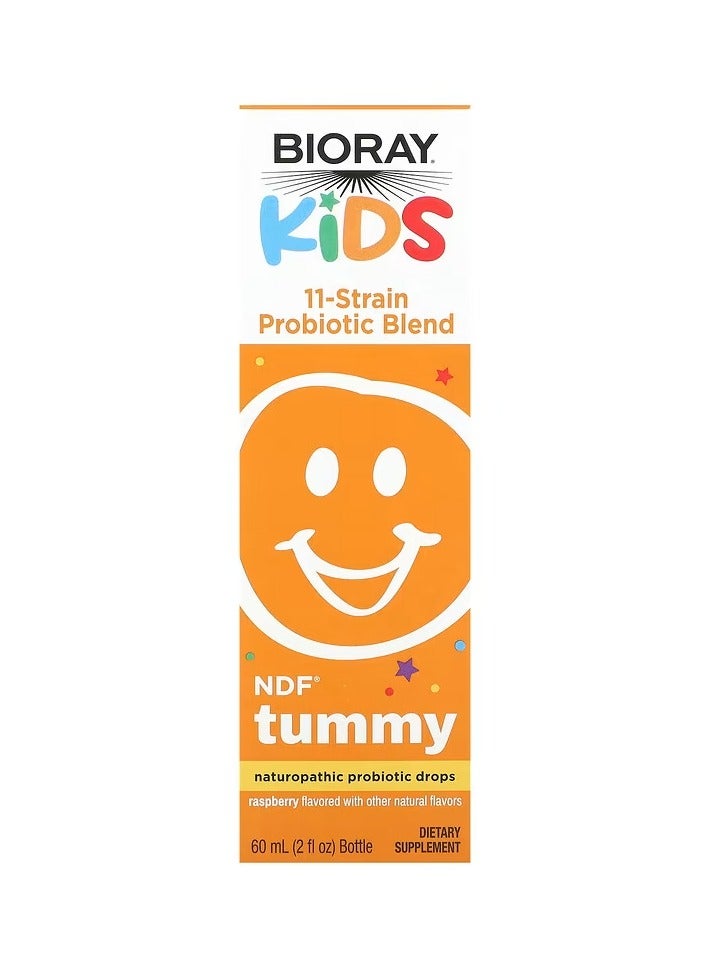 BIORAY Kids NDF Tummy 11 Strain Probiotic Blend Raspberry 2 fl oz 59 ml - Image 1