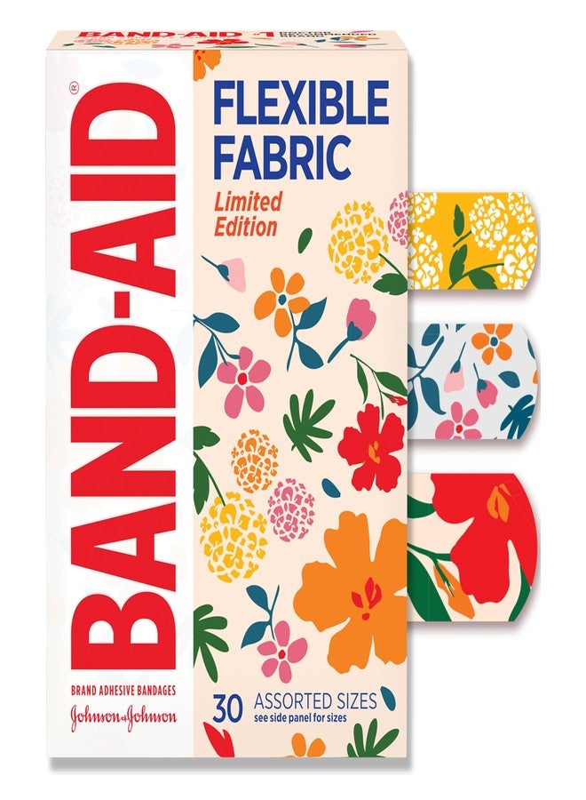 Band-Aid Brand Flexible Fabric Adhesive Bandages, Comfortable Flexible Protection & Wound Care for Minor Cuts & Scrapes, First Aid Bandage with a Wildflower Design, Assorted Sizes, 30 ct - Image 1