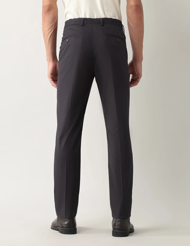 Arrow Dark Brown Slim Fit Solid Trousers for Men | Best Price UAE