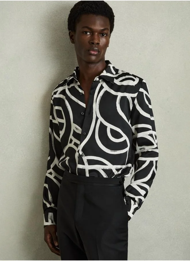 REISS Ls Abstract Painted Print Shirt