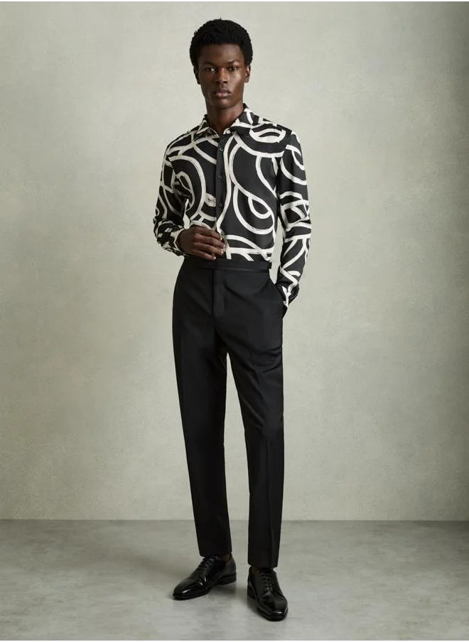 REISS Ls Abstract Painted Print Shirt