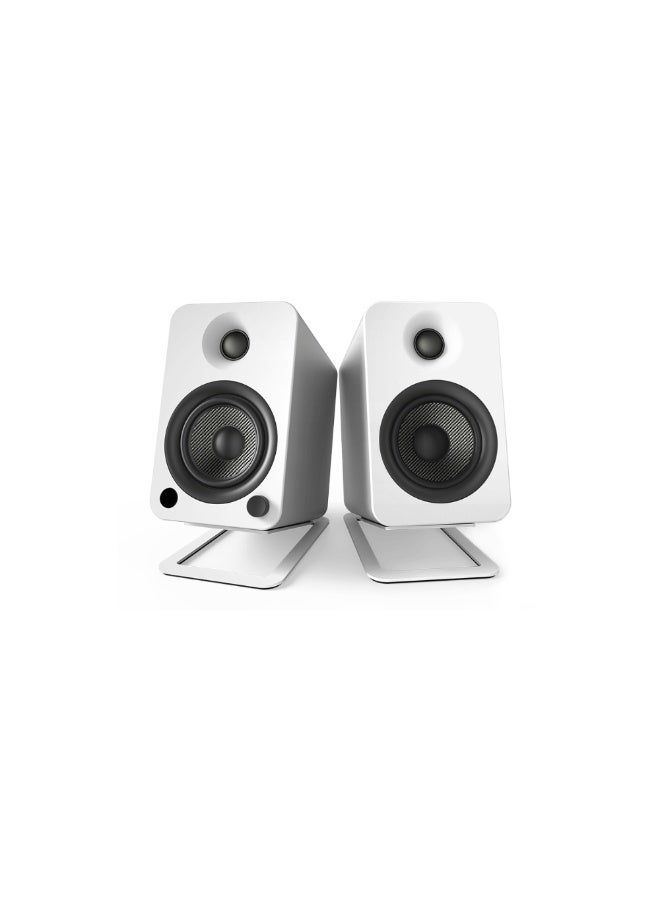 Kanto Audio S4W Angled Desktop Speaker Stands for Midsize Speakers-White, Pair - Image 2